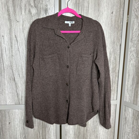 SWTR Button Down Knit Shirt Merino Wool Yak Collared Casual Size M - Picture 1 of 6